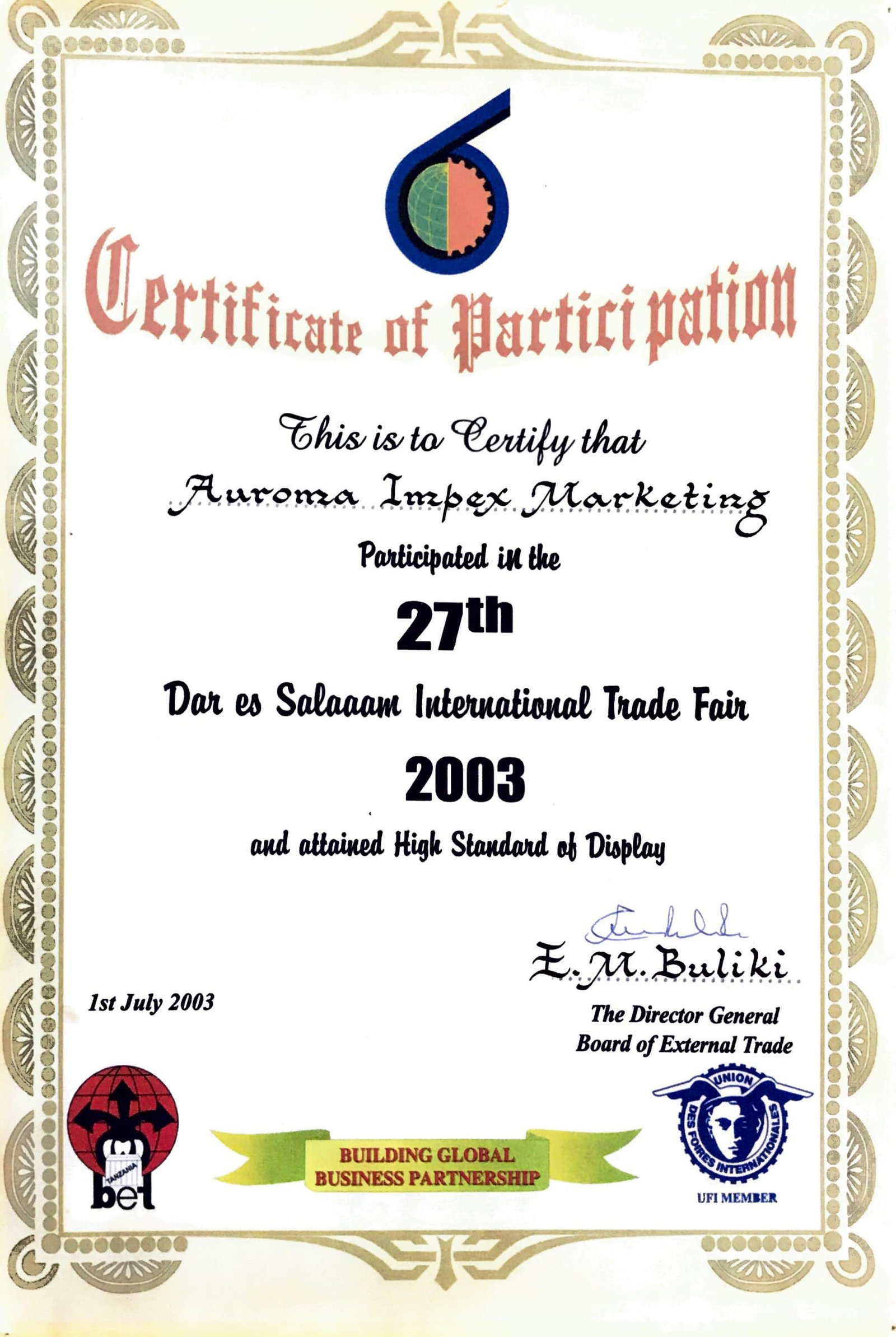 Aim Certificate